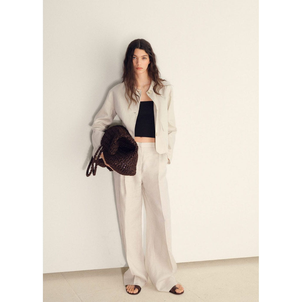 Pantalon Droit Lin À Pinces