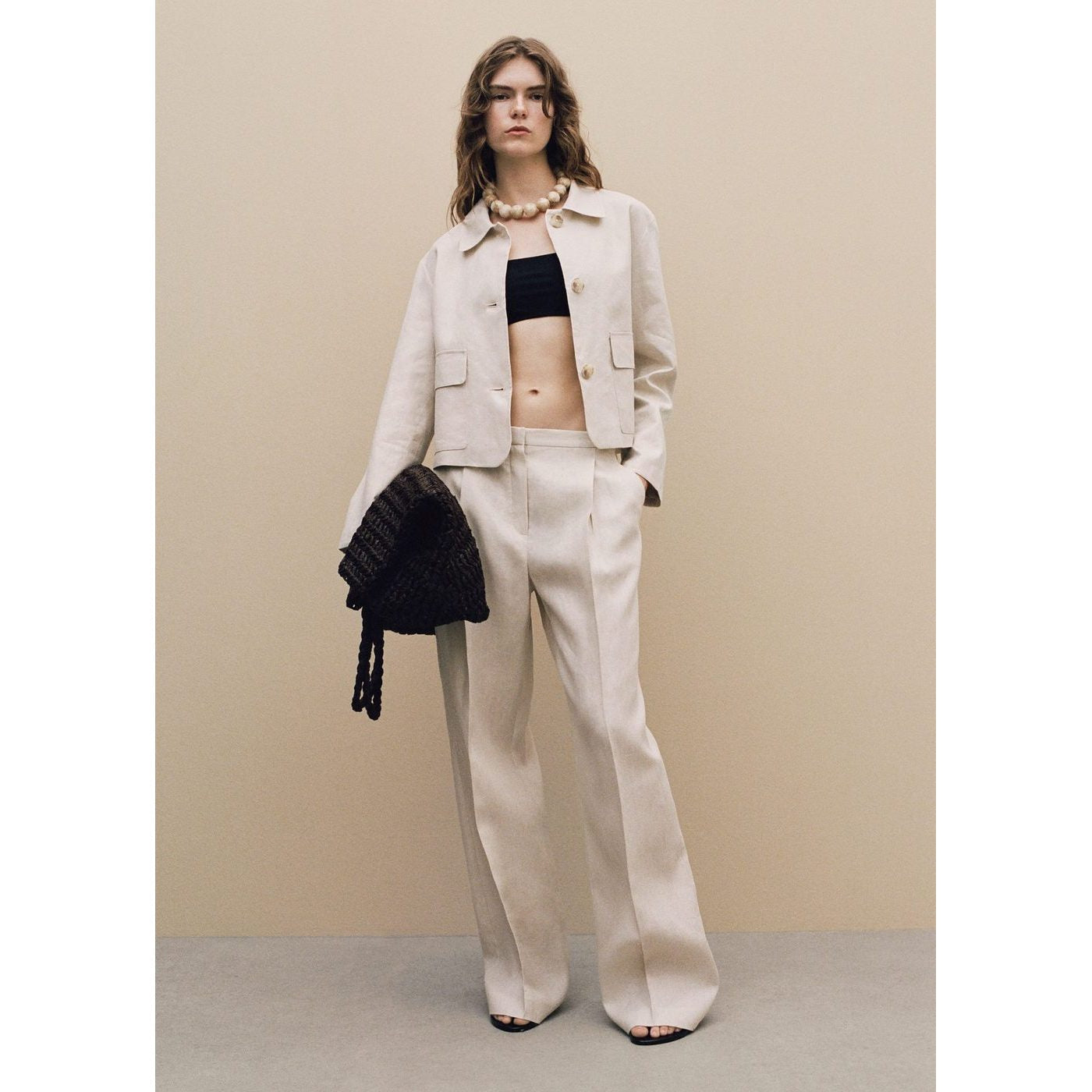Pantalon Droit Lin À Pinces