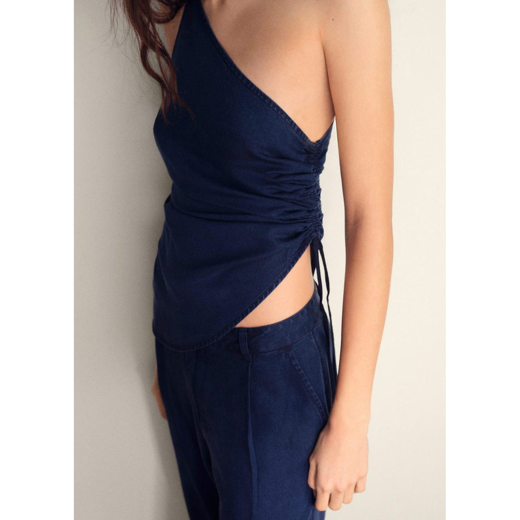 Top Effet Denim Avec Fronces Latérales