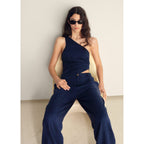 Top Effet Denim Avec Fronces Latérales