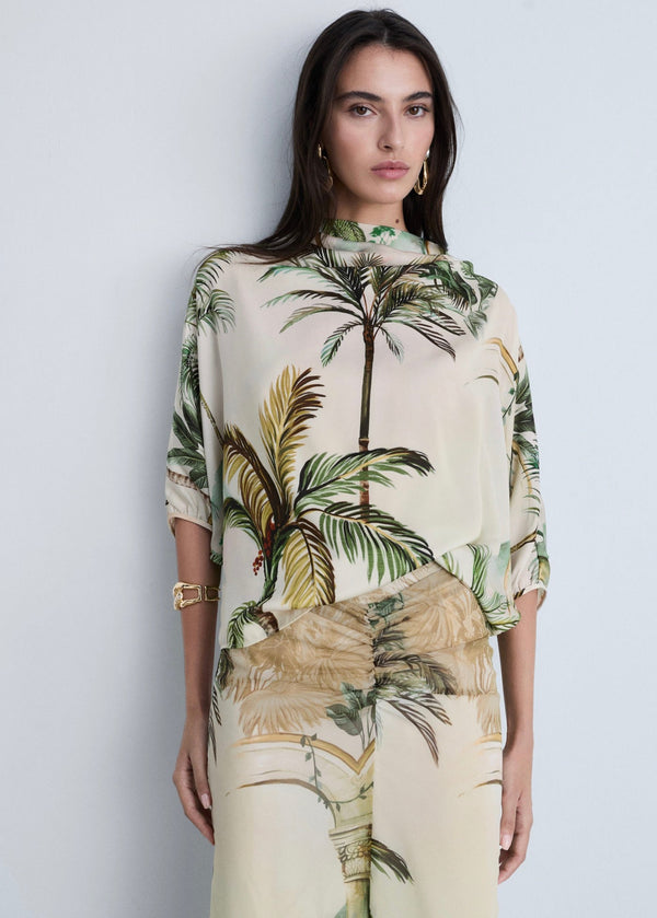Cape Drapée Imprimé Tropical