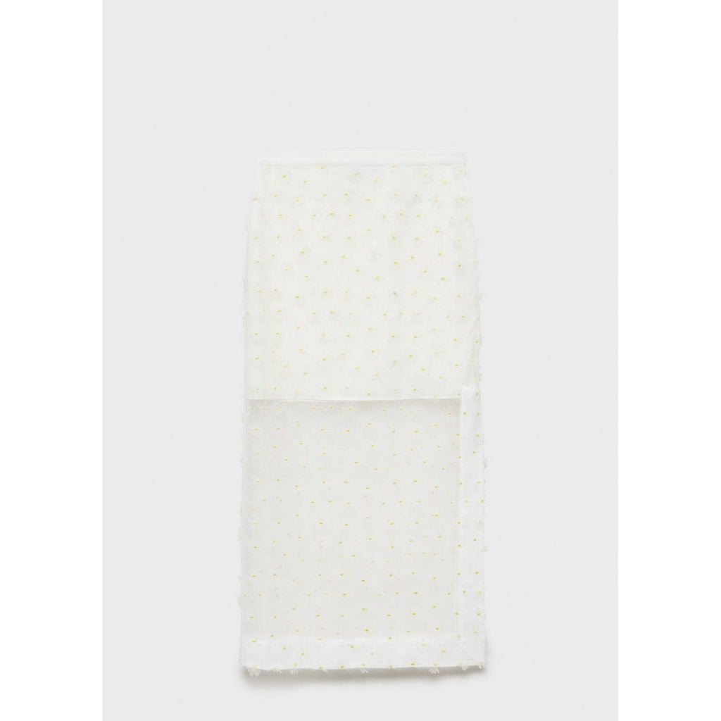 Jupe Semi-Transparente Broderie À Fleurs
