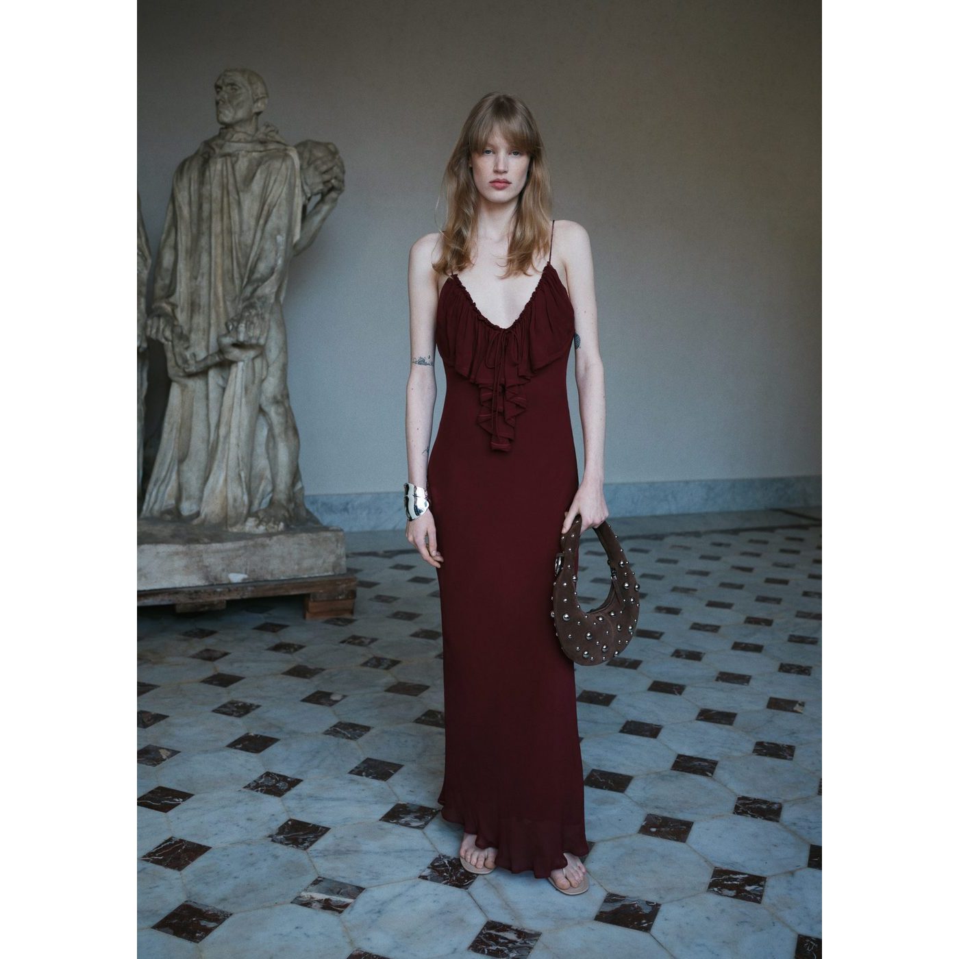 Robe En Mousseline Avec Détails À Volants