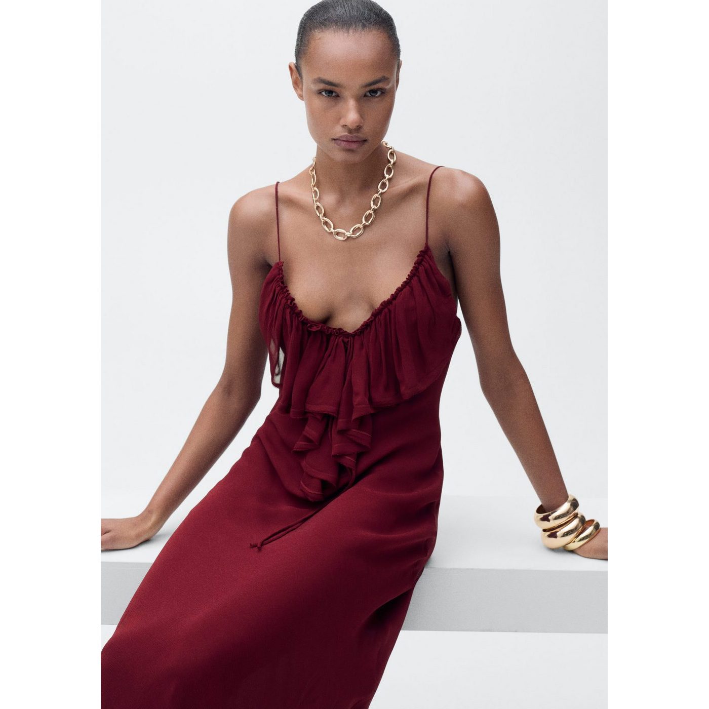 Robe En Mousseline Avec Détails À Volants
