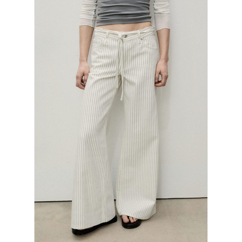 Jean Wideleg Rayures Taille Basse Ceinture