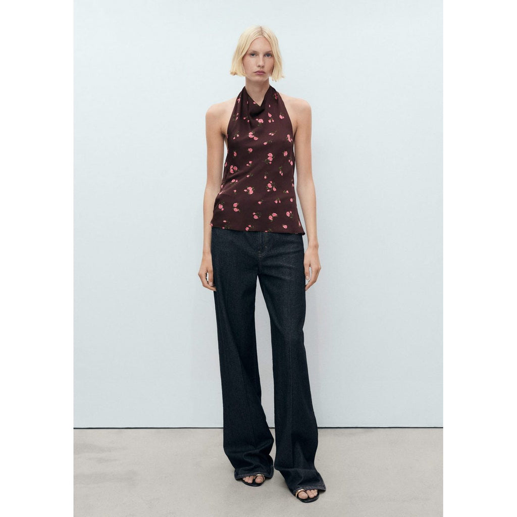 Top Drapé À Fleurs