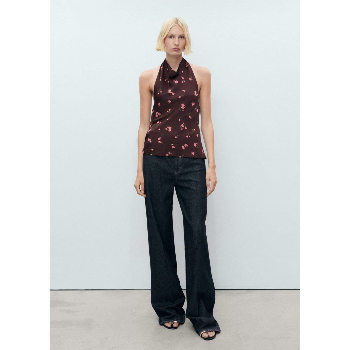 Top Drapé À Fleurs
