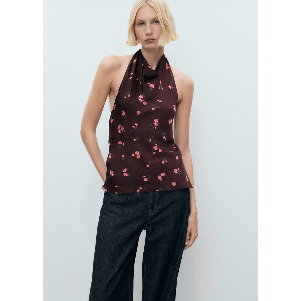 Top Drapé À Fleurs