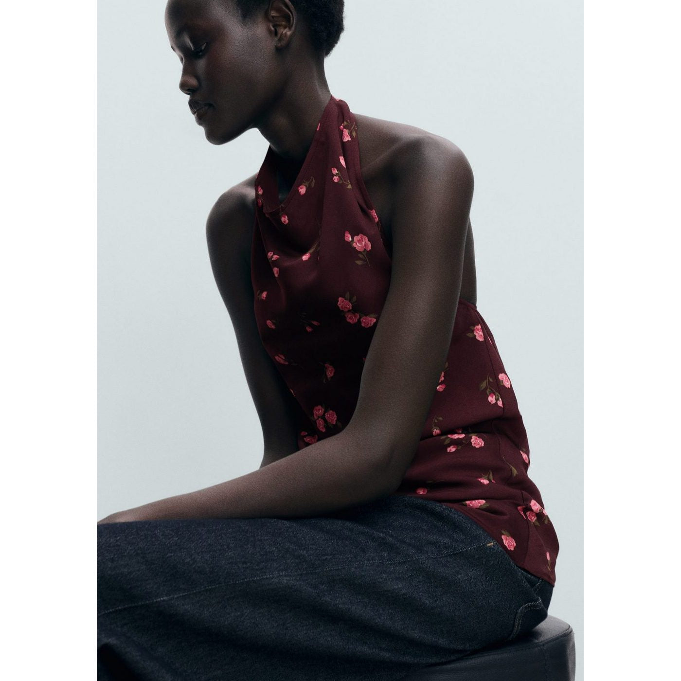 Top Drapé À Fleurs