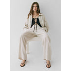 Pantalon Lin Bouton Écaille