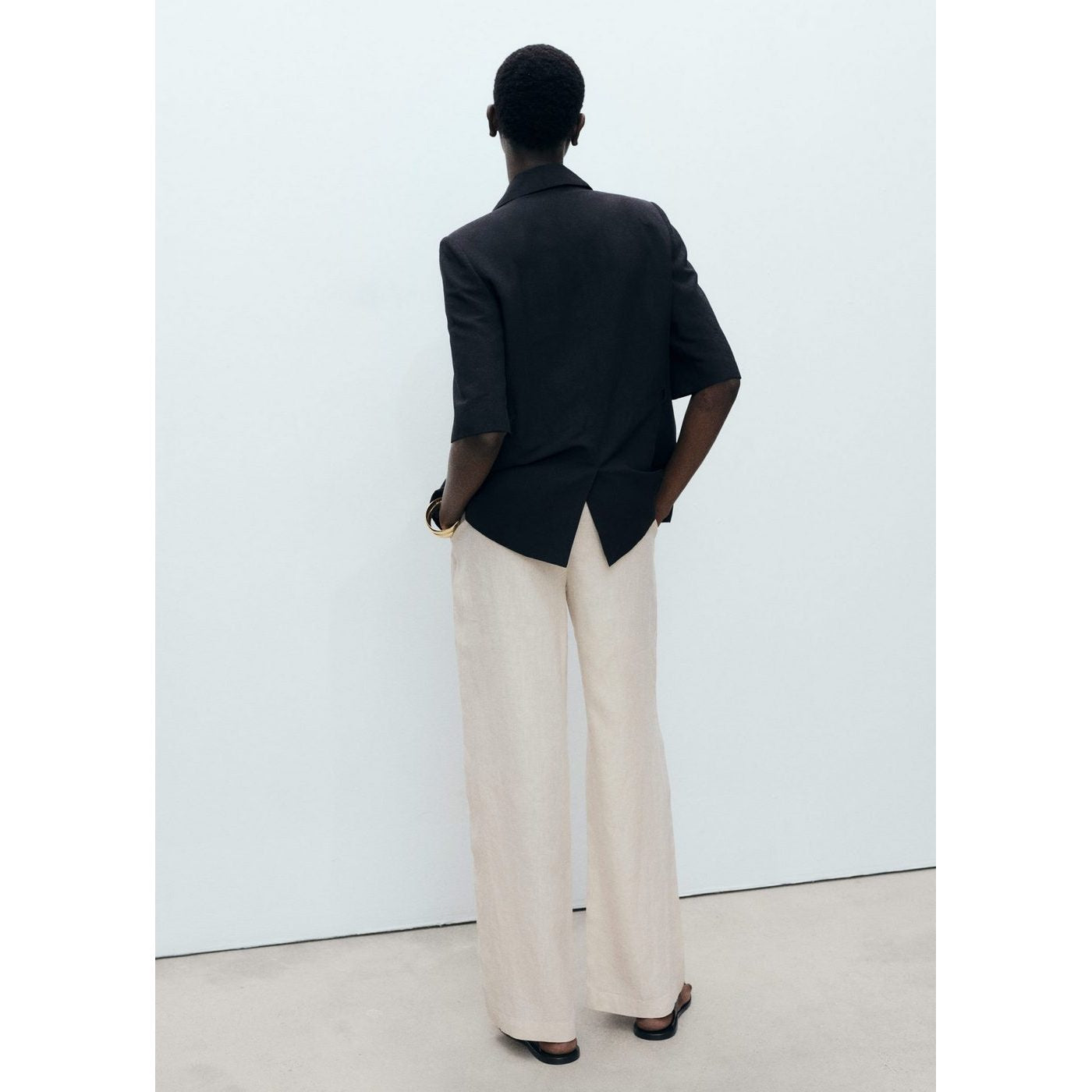 Pantalon Lin Bouton Écaille