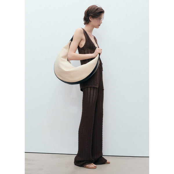 Pantalon Droit Maille Côtelée
