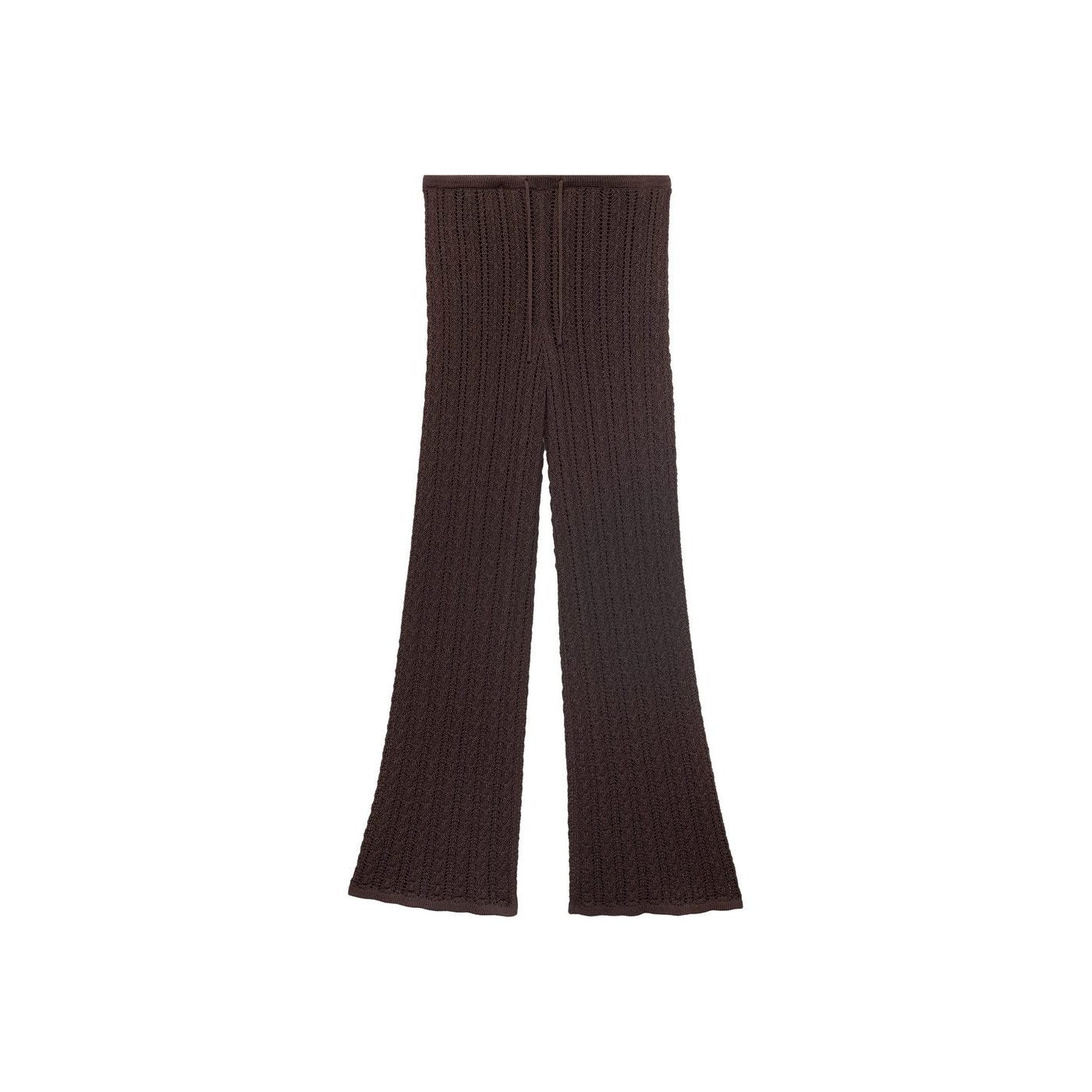 Pantalon Droit Maille Côtelée