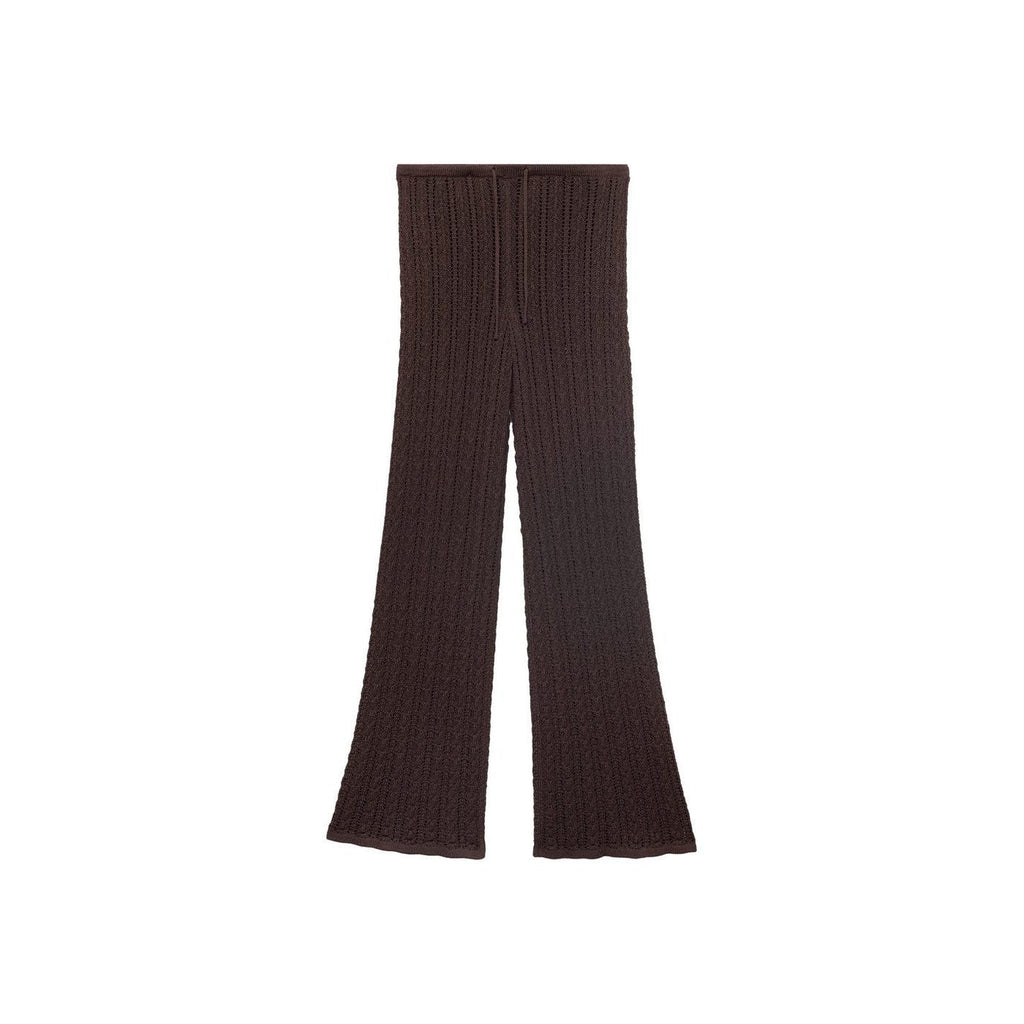 Pantalon Droit Maille Côtelée