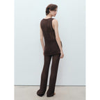 Pantalon Droit Maille Côtelée