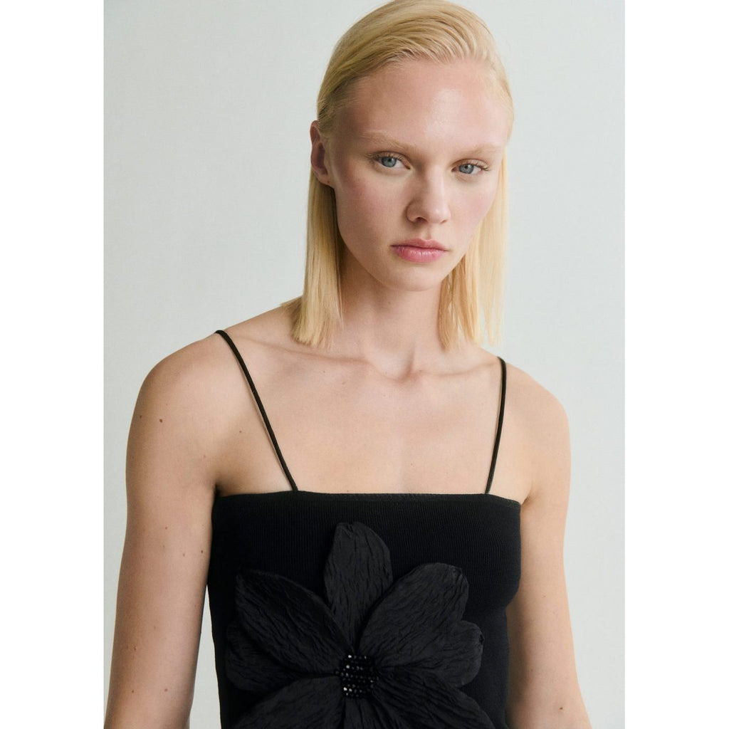 Top En Maille Bretelles Maxi Fleur