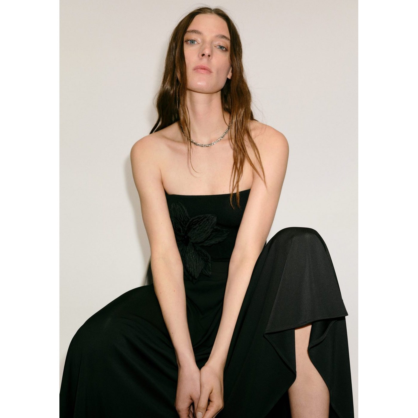 Top En Maille Bretelles Maxi Fleur