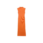 Robe Drapée À Col Montant