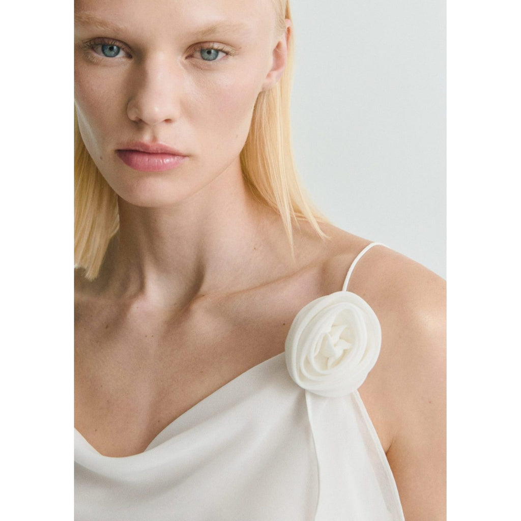 Top Drapé Détail Fleur