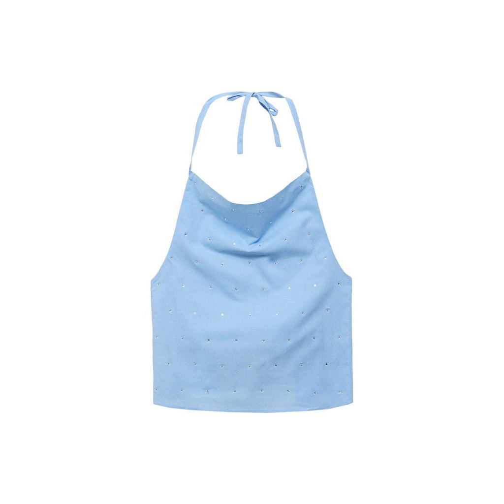 Top Emmanchures Américaines En Coton Détail Strass