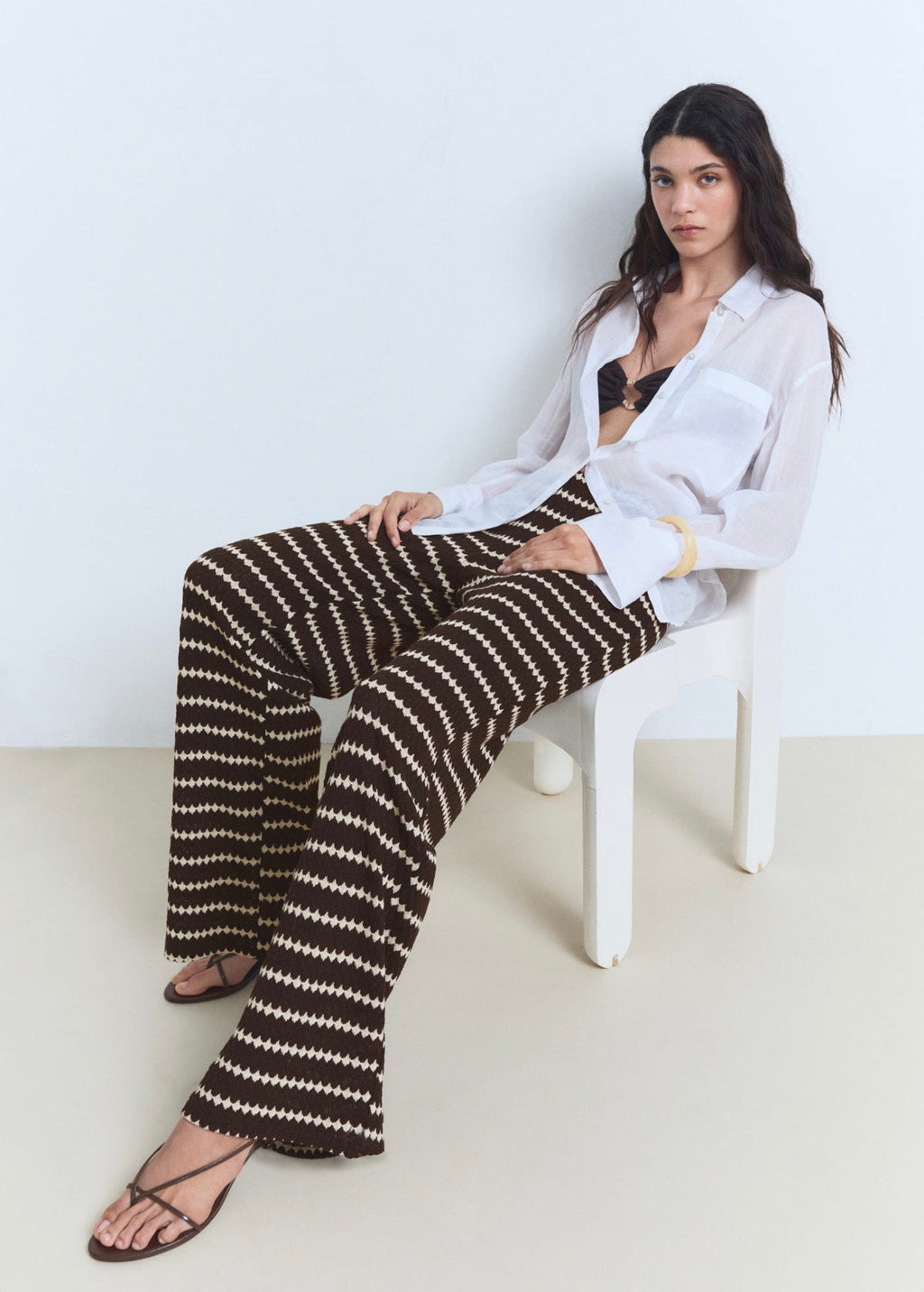 Pantalon Maille En Imprimé Géométrique