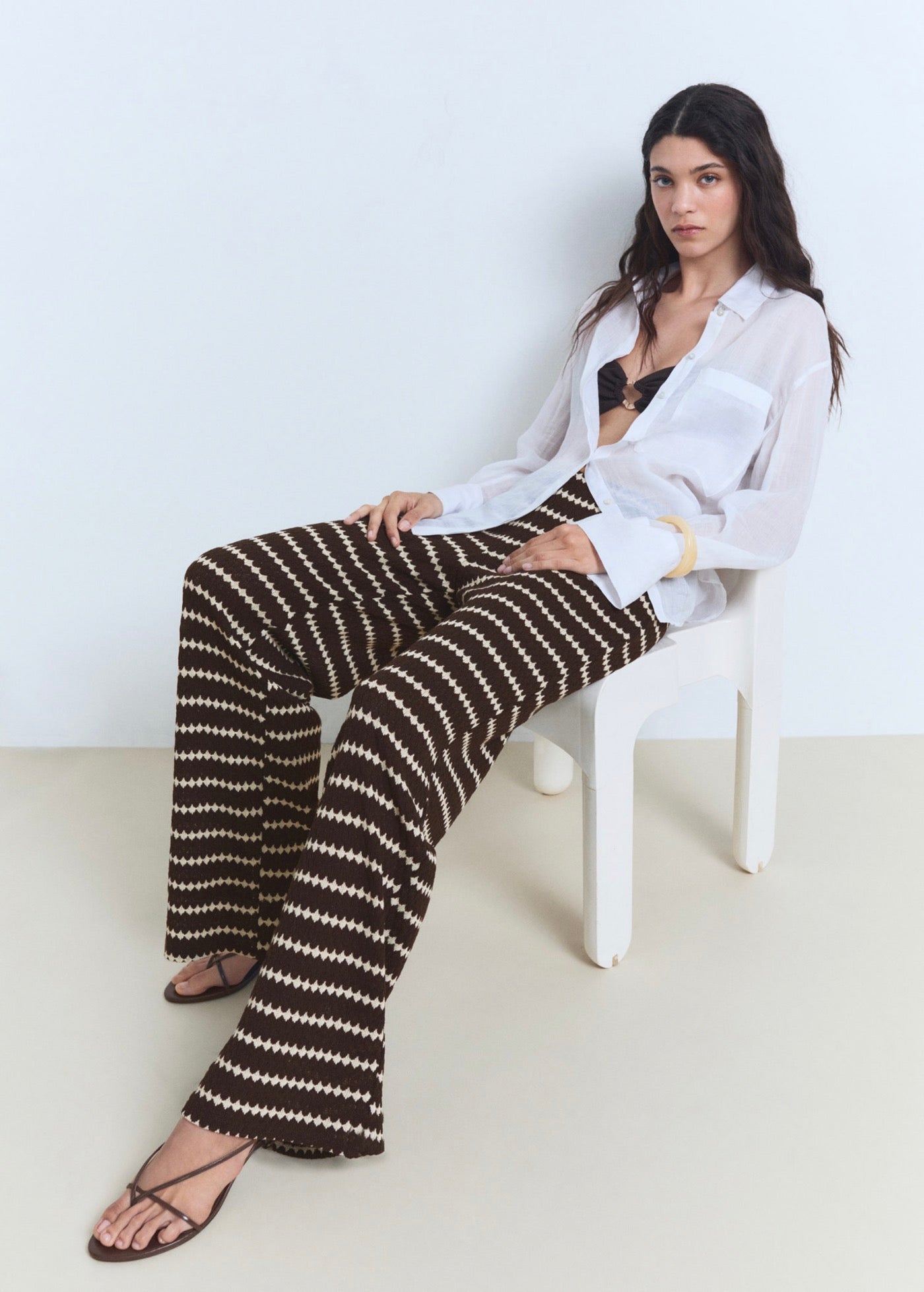 Pantalon Maille En Imprimé Géométrique