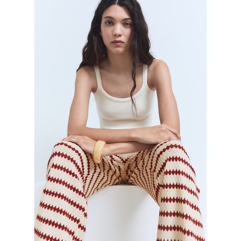 Pantalon Maille En Imprimé Géométrique