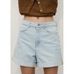 Short En Jean Taille Haute Coupe Mom