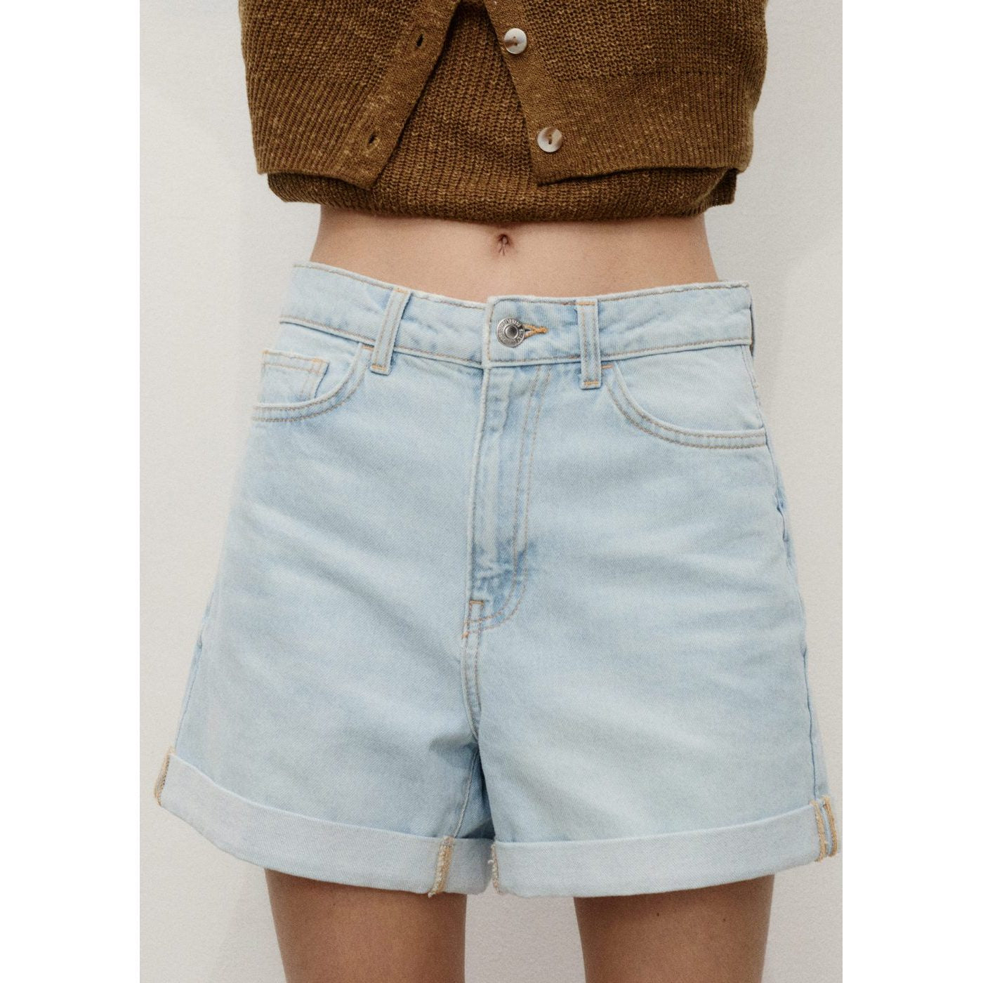 Short En Jean Taille Haute Coupe Mom