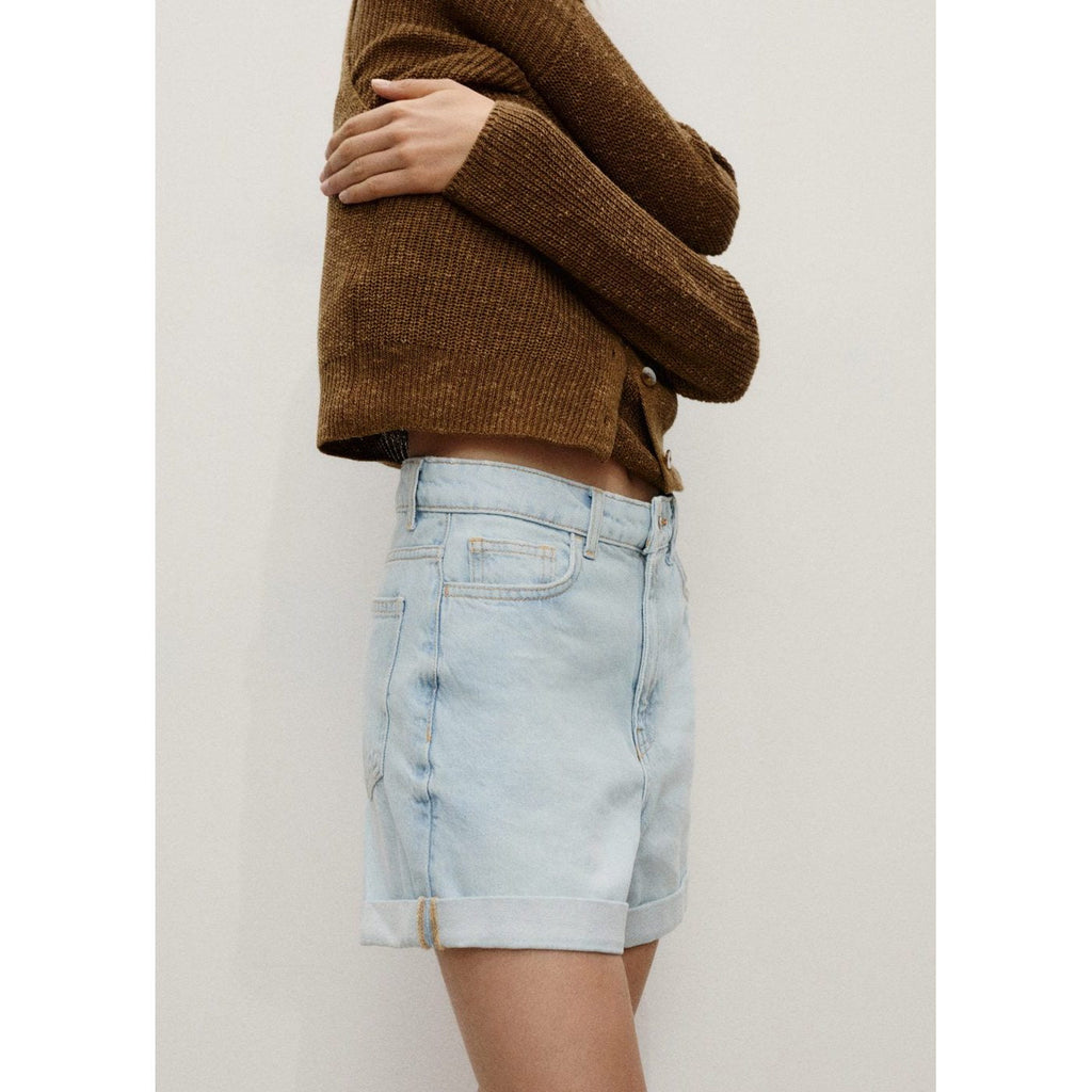 Short En Jean Taille Haute Coupe Mom