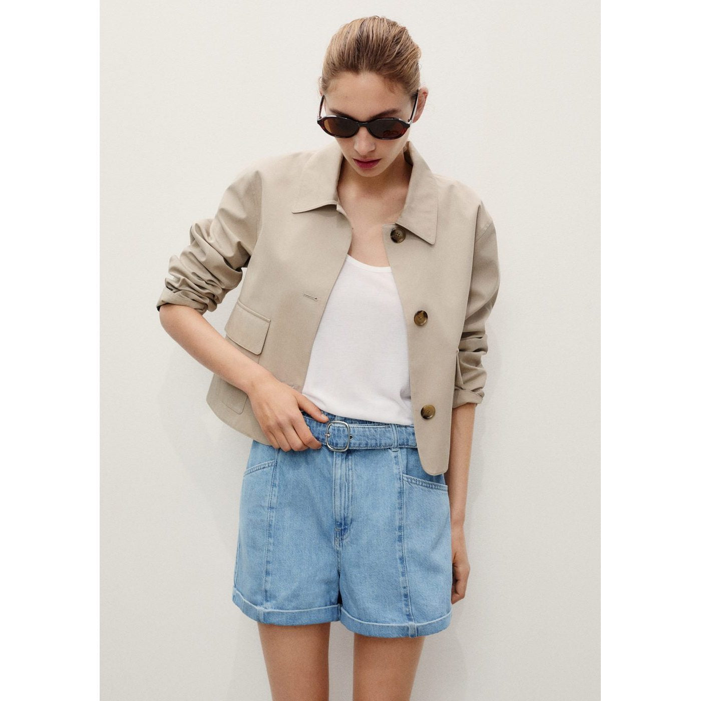 Short En Jean Paperbag Avec Ceinture