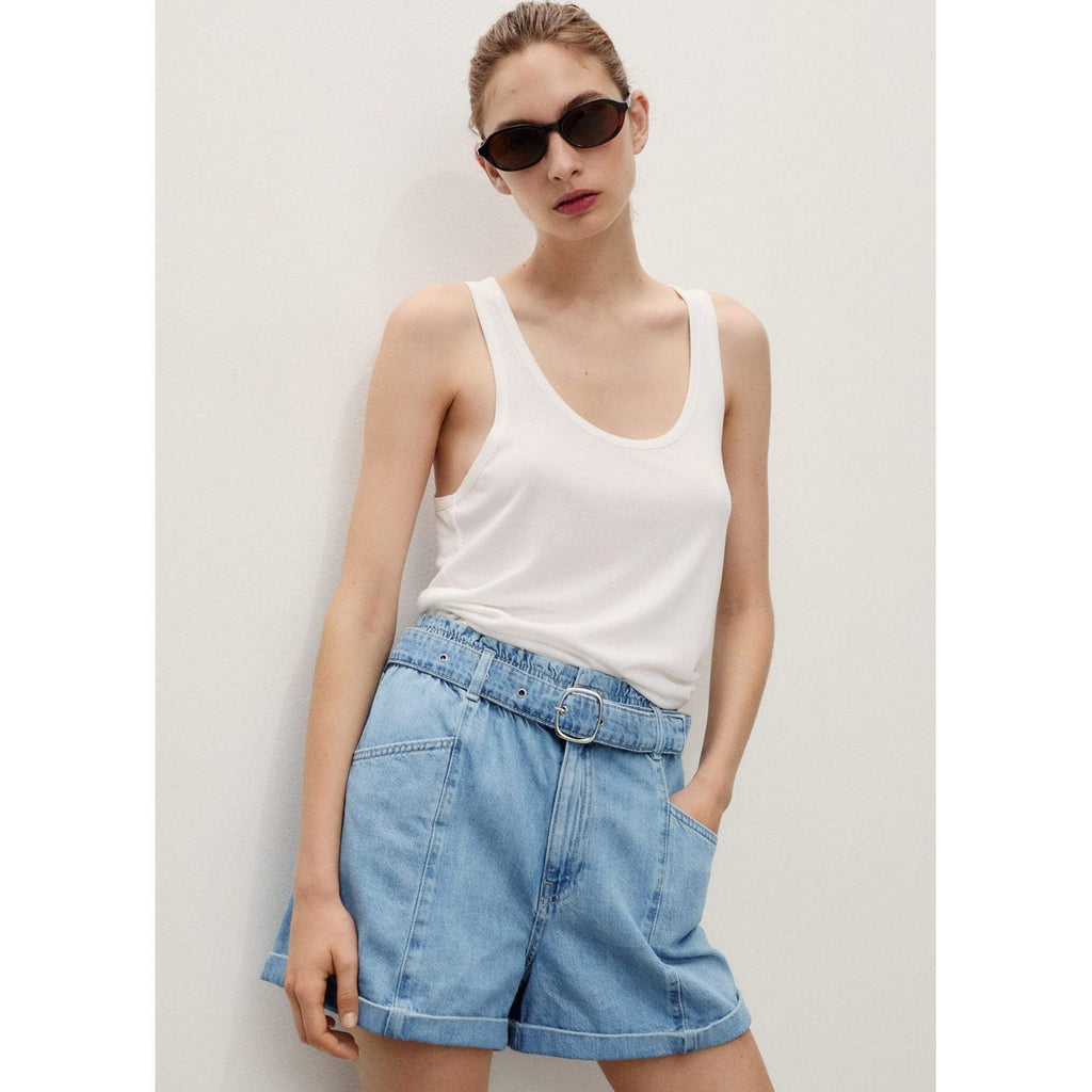 Short En Jean Paperbag Avec Ceinture
