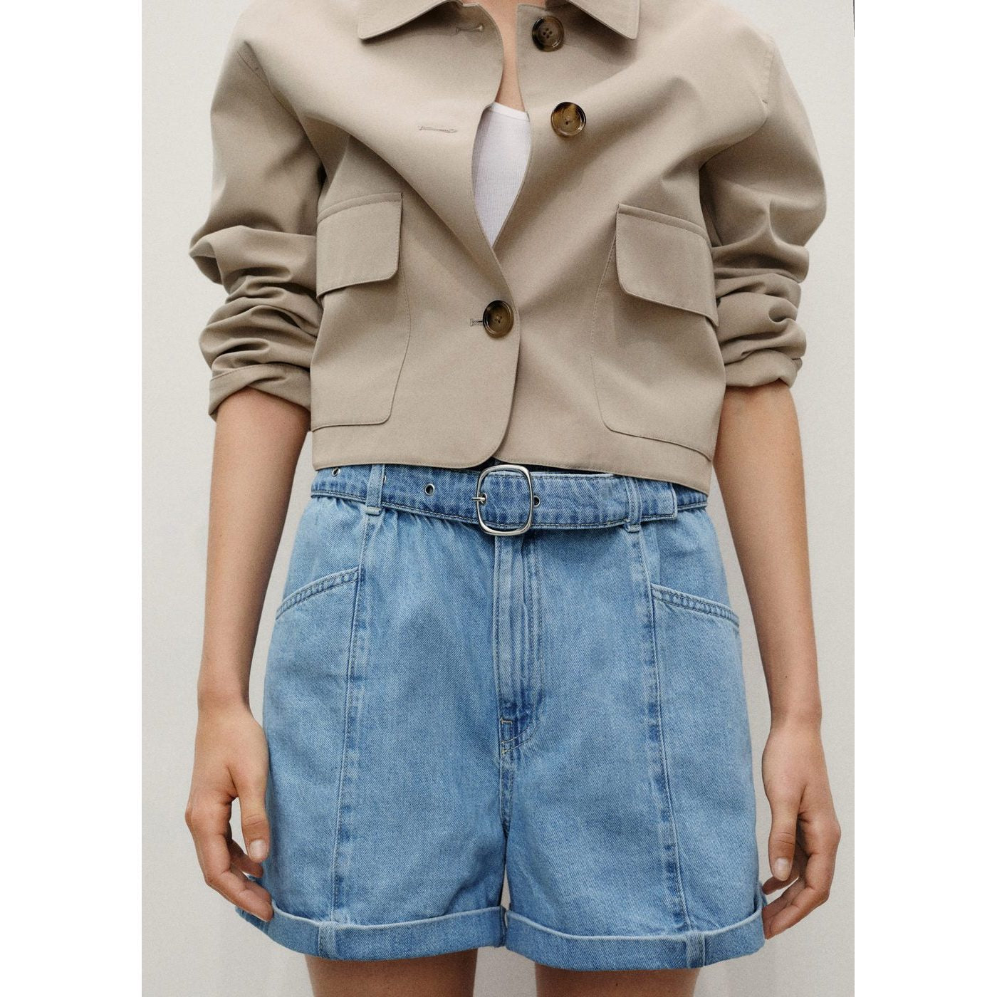 Short En Jean Paperbag Avec Ceinture