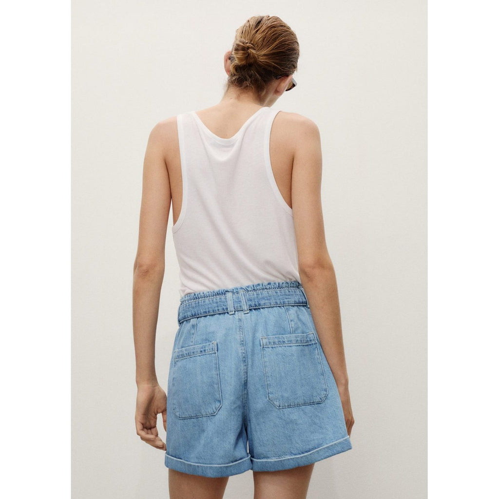 Short En Jean Paperbag Avec Ceinture