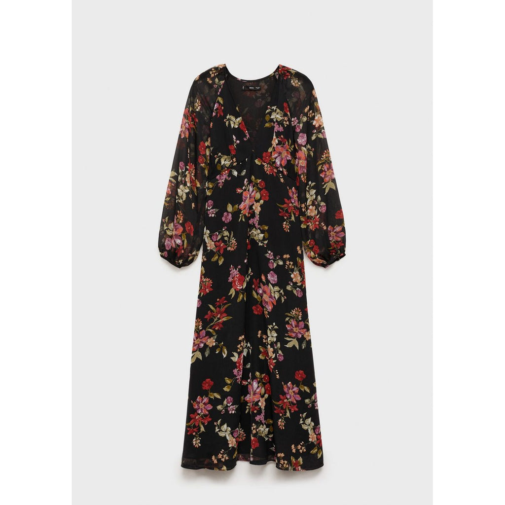 Robe Florale Manches Bouffantes