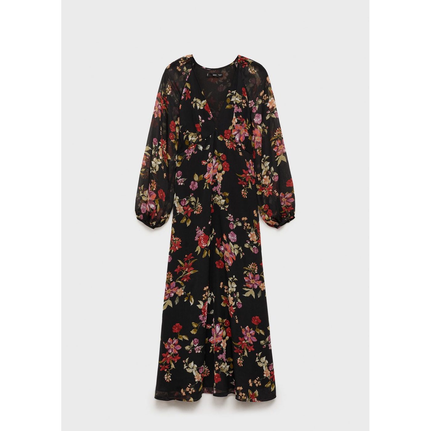 Robe Florale Manches Bouffantes
