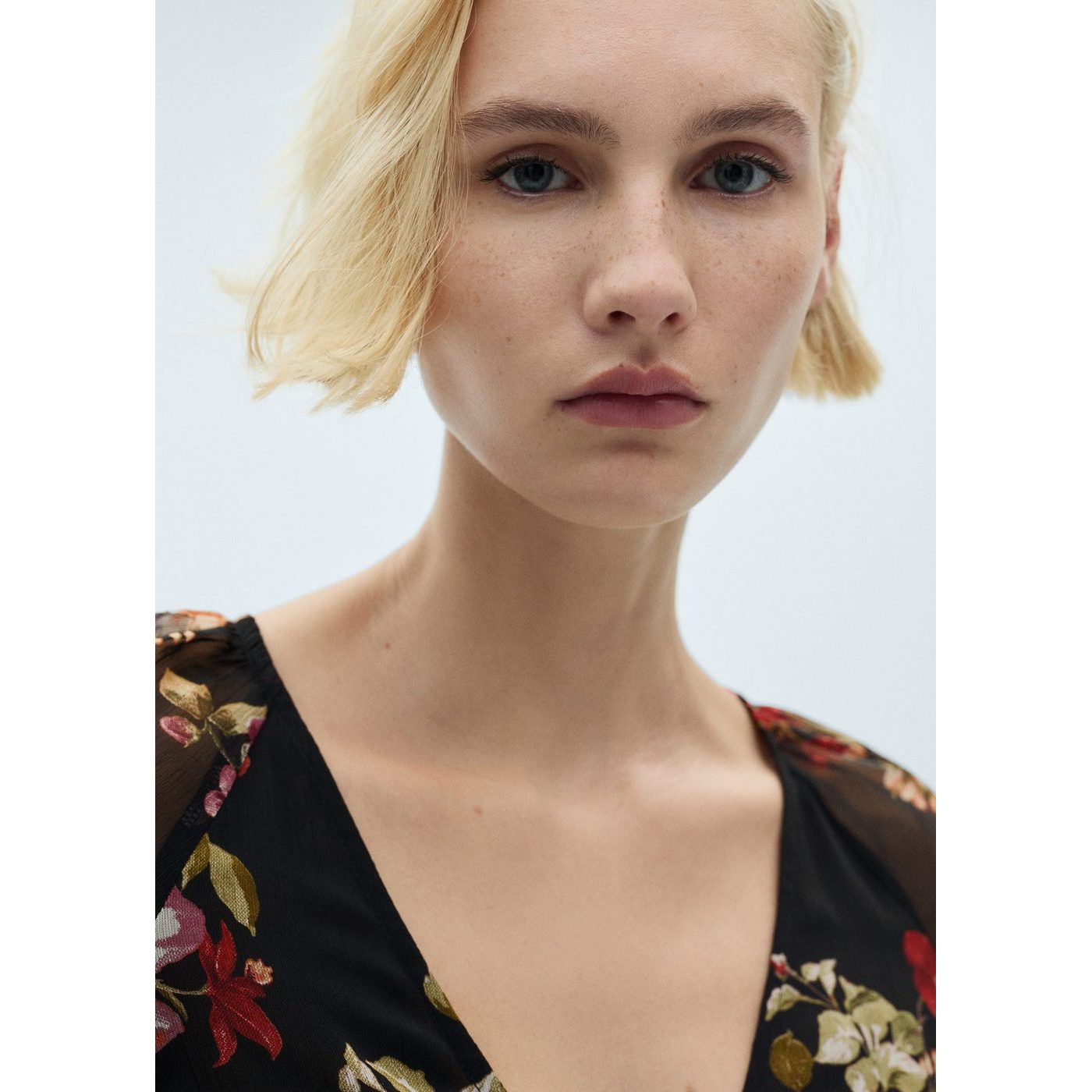 Robe Florale Manches Bouffantes