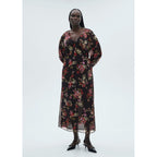 Robe Florale Manches Bouffantes