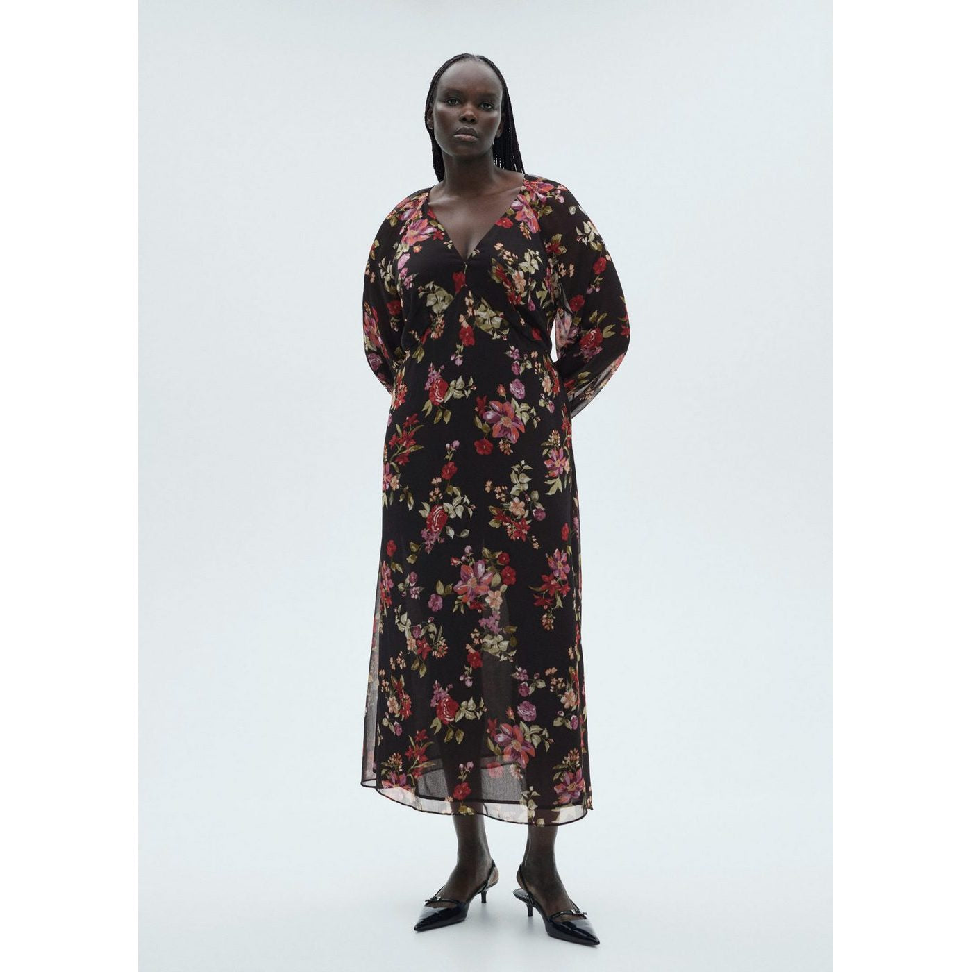 Robe Florale Manches Bouffantes