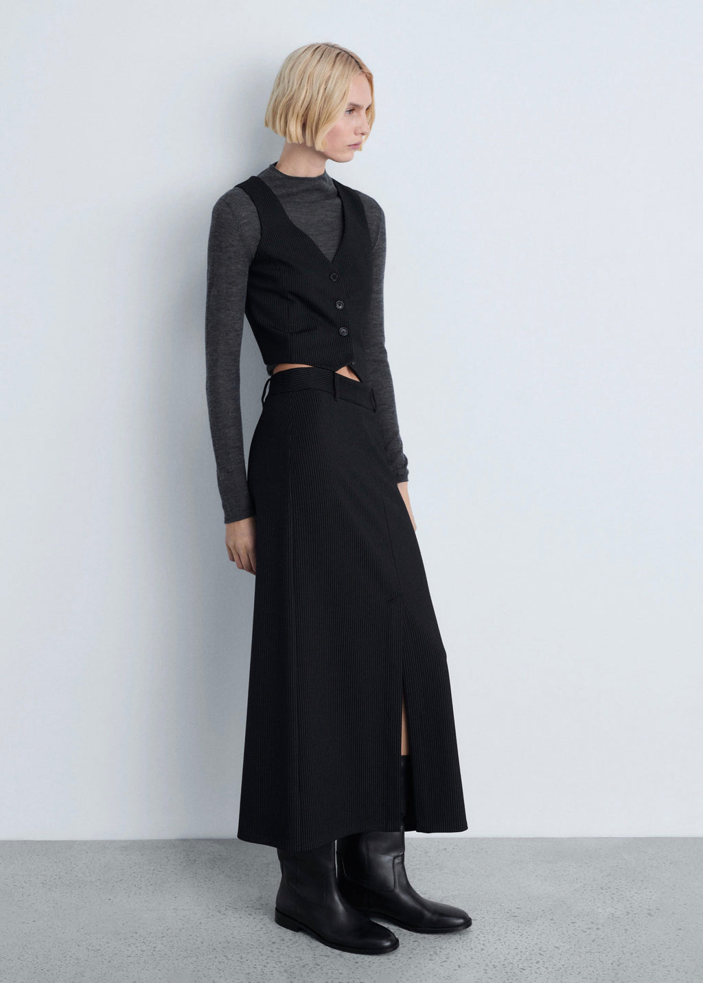 Gilet De Costume À Fines Rayures