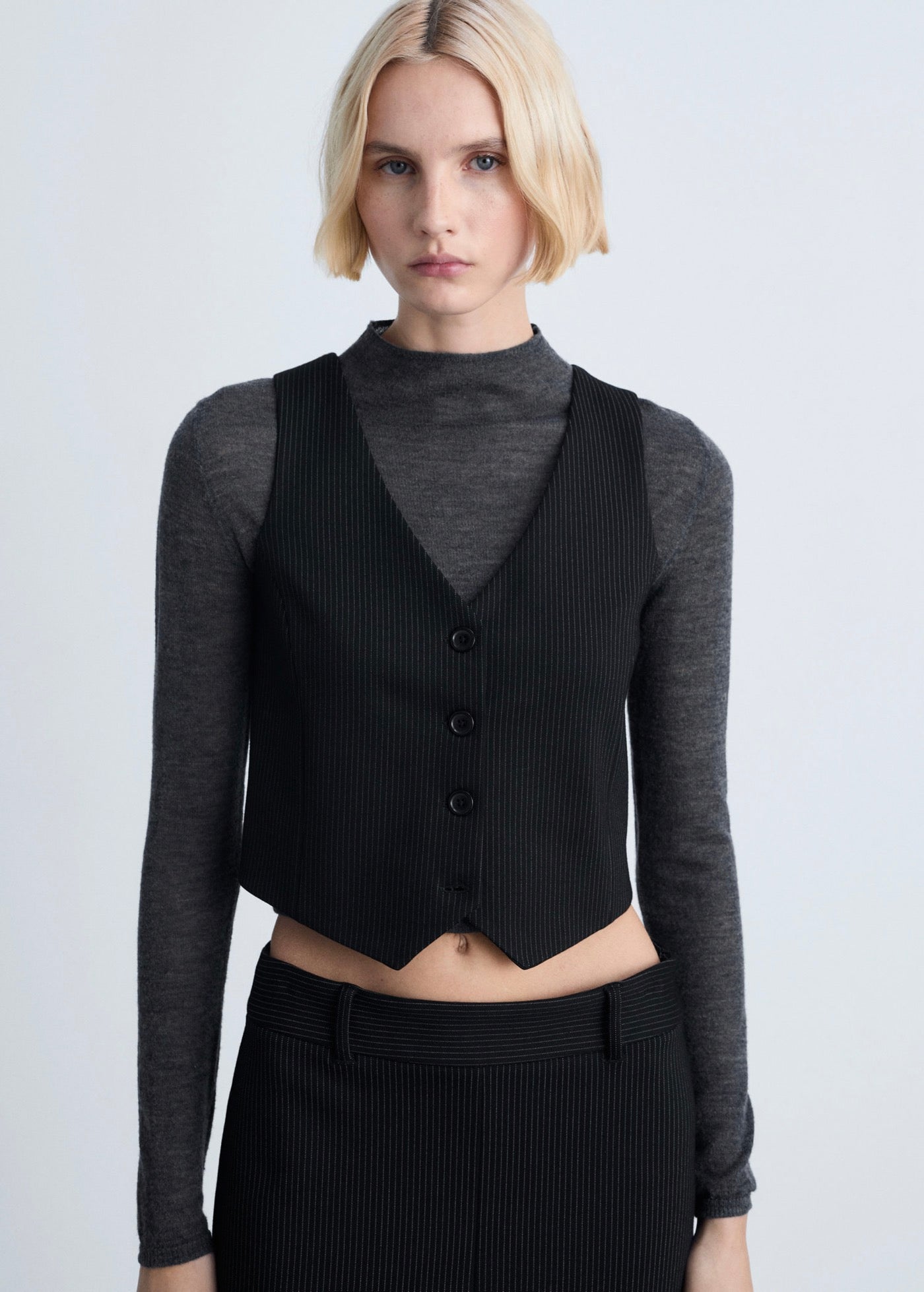 Gilet De Costume À Fines Rayures
