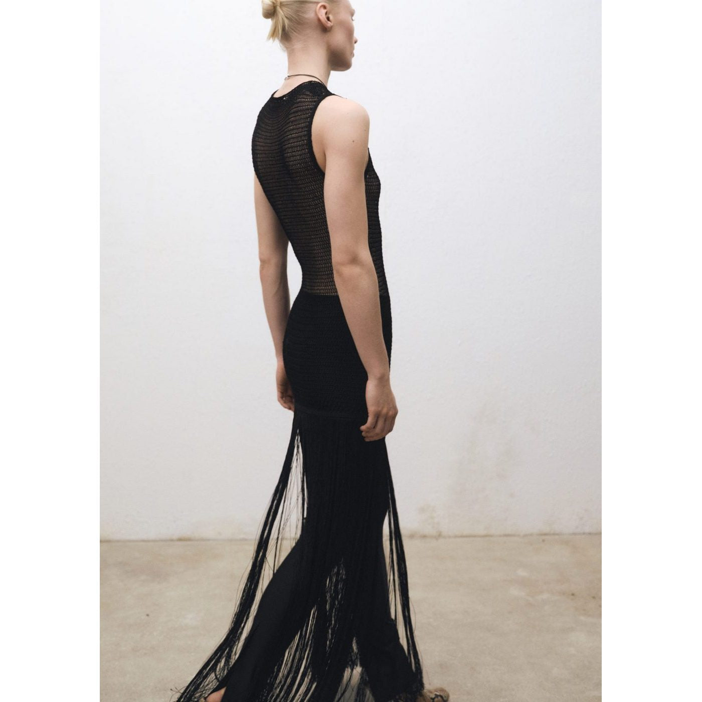 Robe Maille Ajourée Franges
