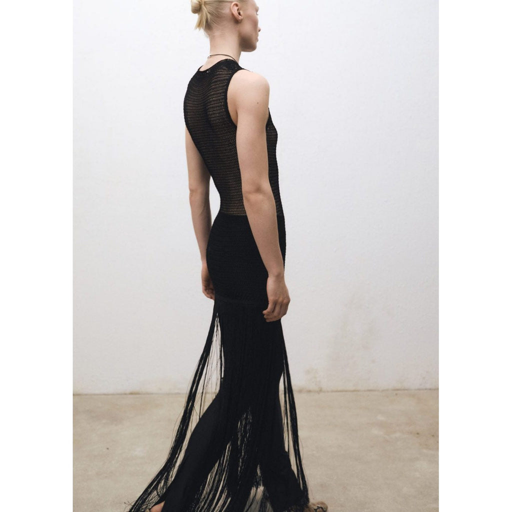 Robe Maille Ajourée Franges