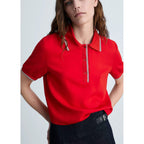 Polo Crop Liserés Contrastés