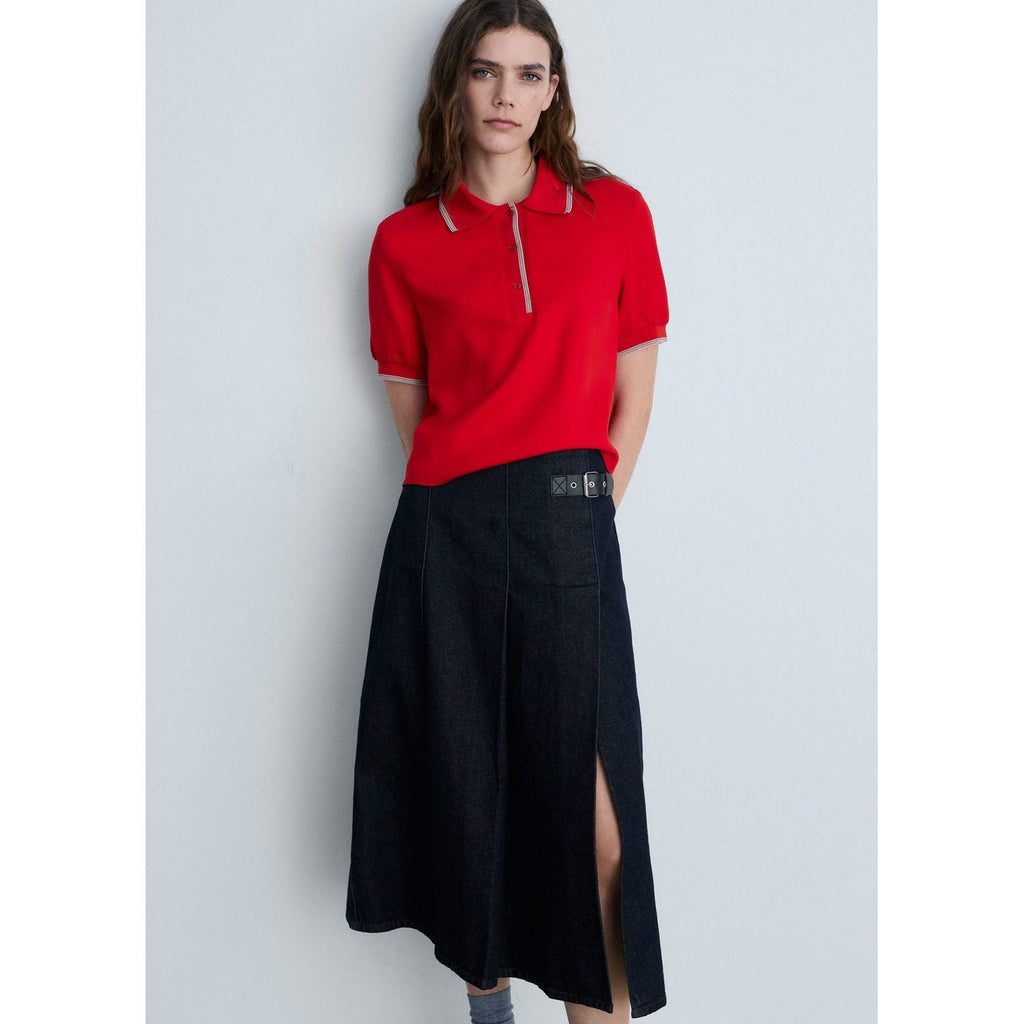 Polo Crop Liserés Contrastés