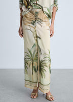Jupe Droite Imprimé Tropical