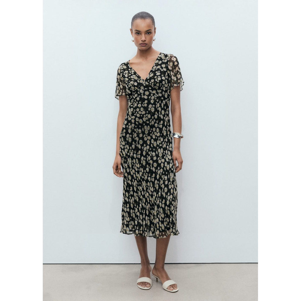 Robe Midi Droite À Imprimé Fleuri