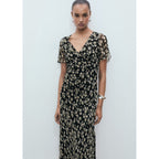 Robe Midi Droite À Imprimé Fleuri