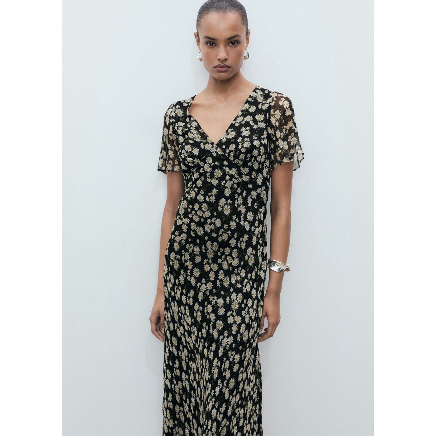 Robe Midi Droite À Imprimé Fleuri