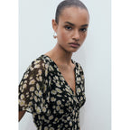 Robe Midi Droite À Imprimé Fleuri